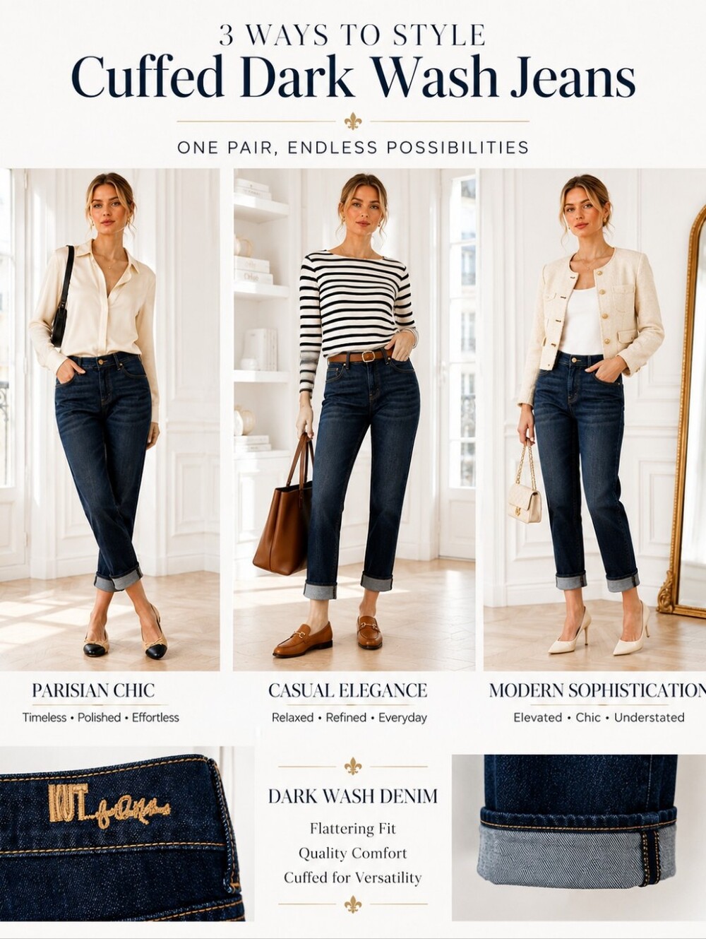 Kut from the Kloth Catherine Boyfriend Jeans Size 12 | Dark Wash Cuffed Stretch - Picture 3 of 9